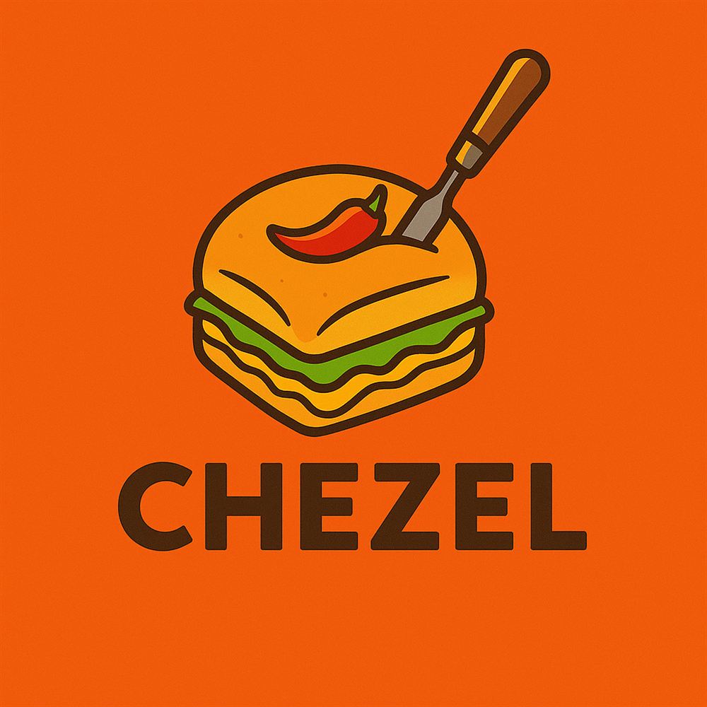 Chezel logo: a burger with a paintbrush